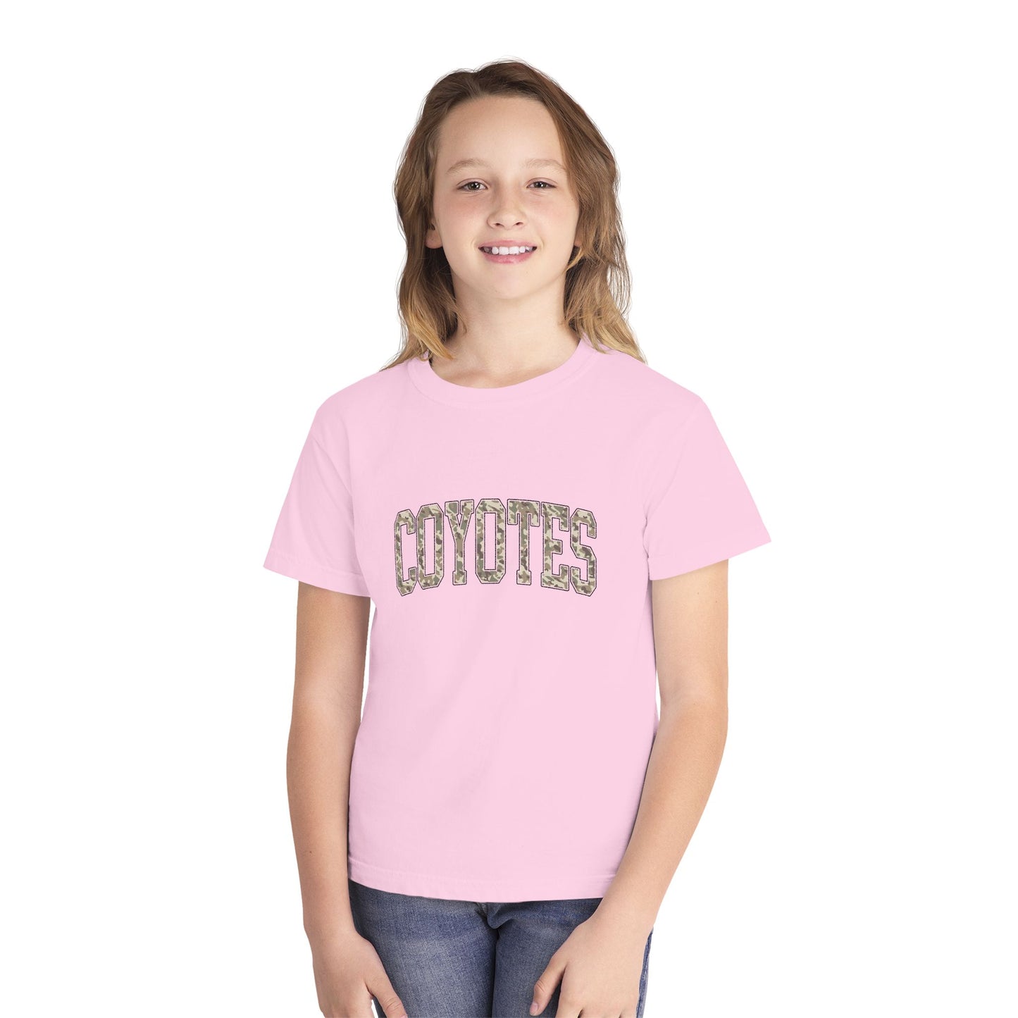 Coyotes Youth Tee — Camo Text Kids Shirt