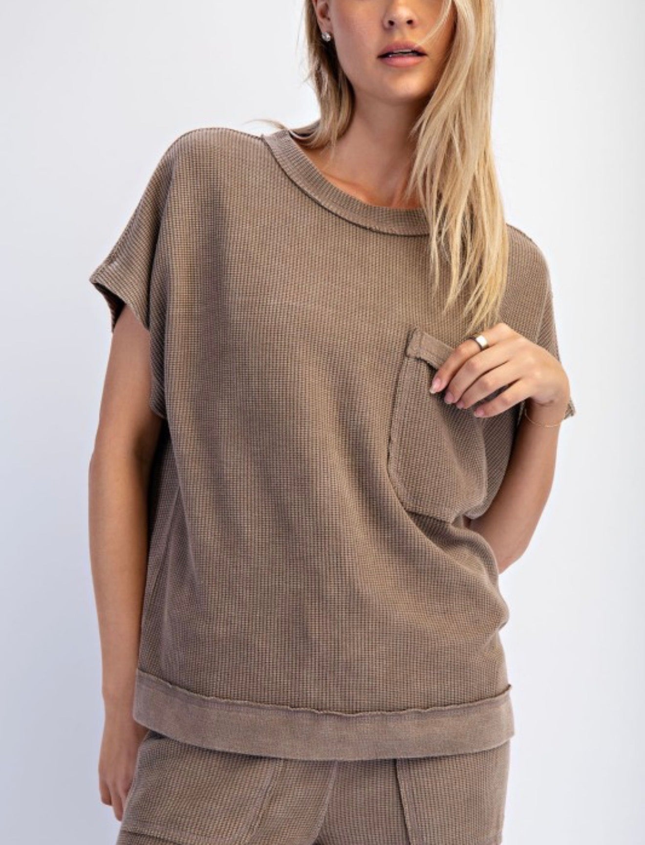Mineral Wash Ribbed Pocket Tee
