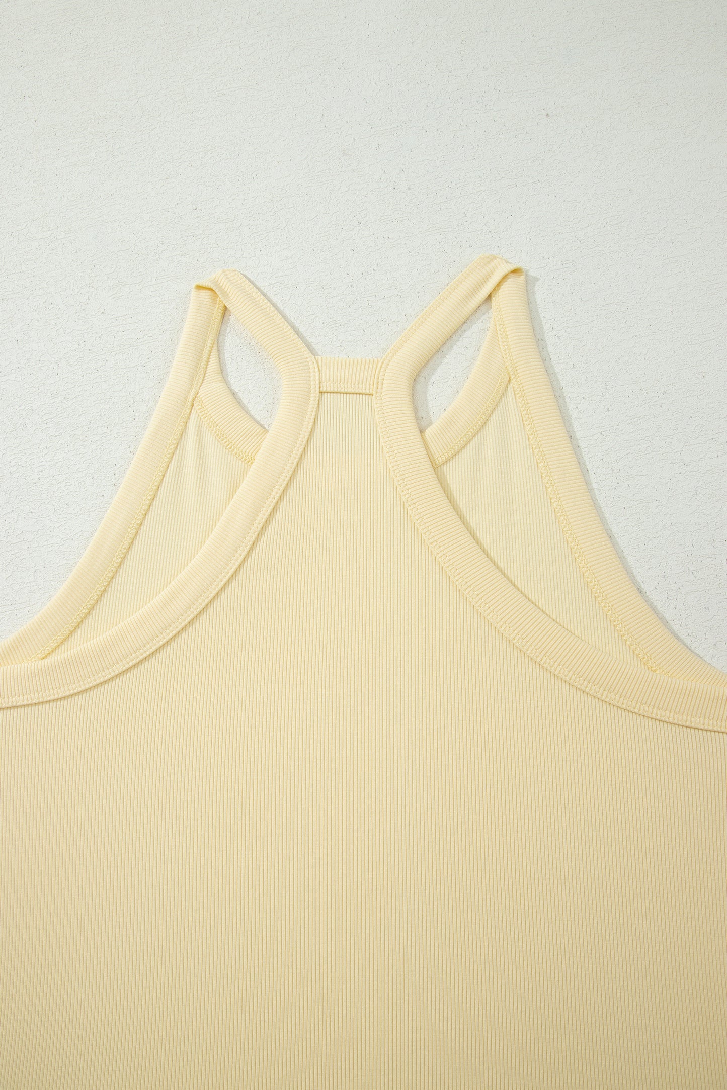 Yellow Cream Slim Ribbed Tank Top and Sweatpants Set