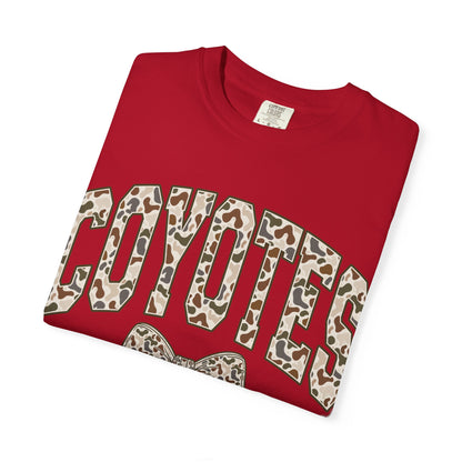 Coyotes Camo Print T-Shirt with Bow — Cute Animal Print Team Tee