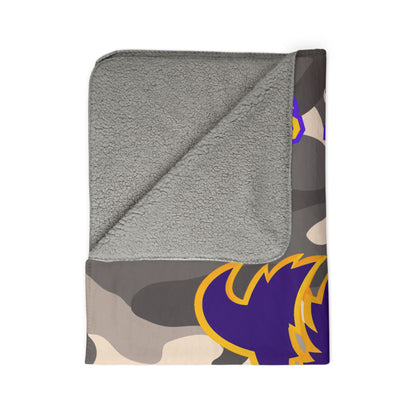 Cross Plains Buffaloes Camo Sherpa Blanket — Cozy School Spirit Throw