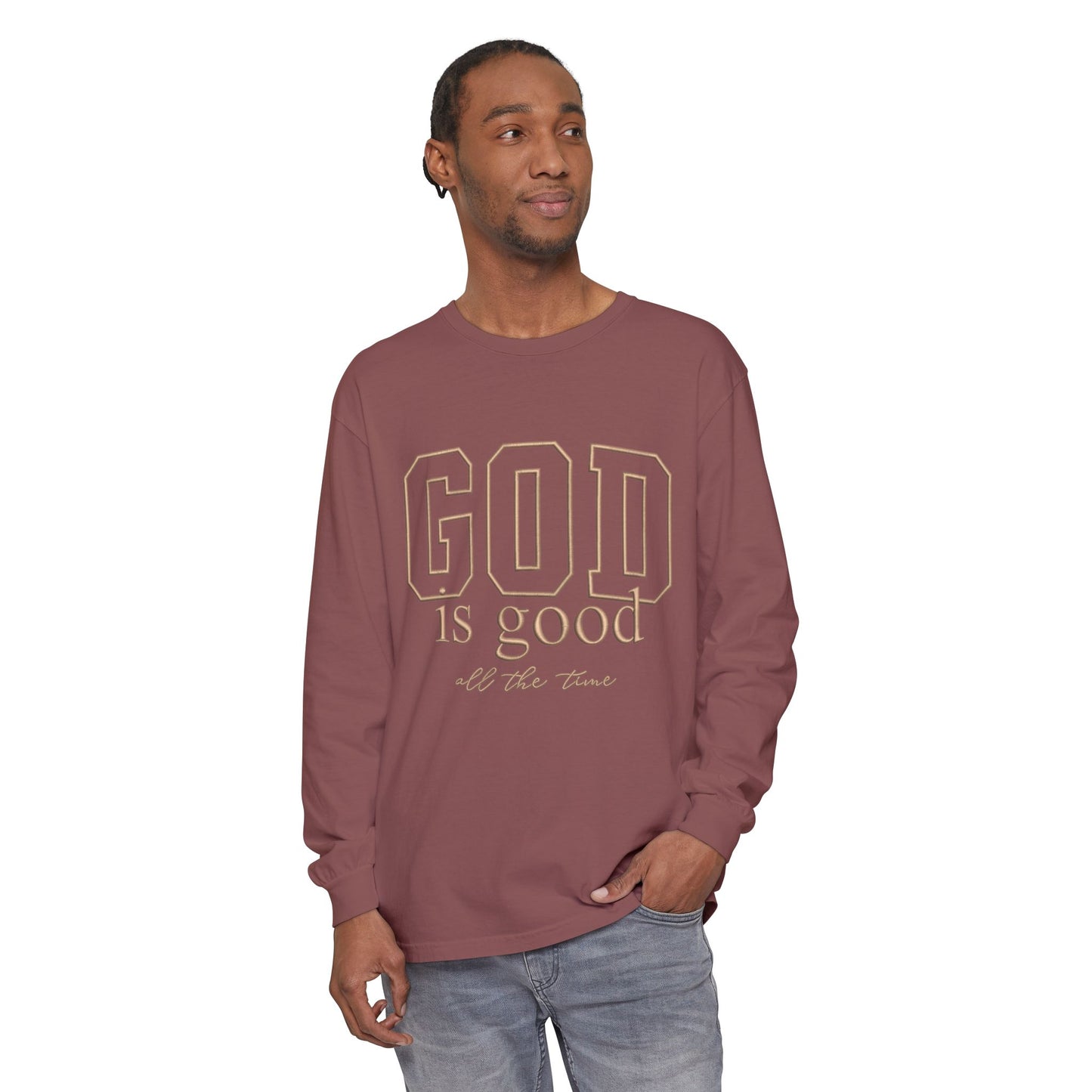 God Is Good Long Sleeve Tee — Faith-Based Inspirational Shirt