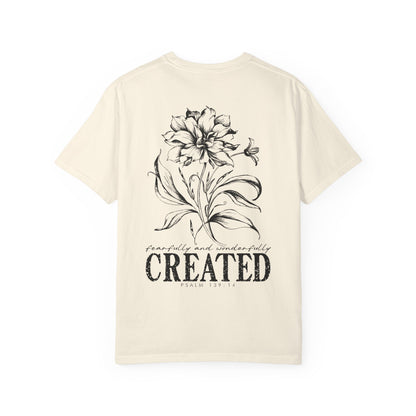 T-Shirt — "Fearfully and Wonderfully Created" Floral Back Print