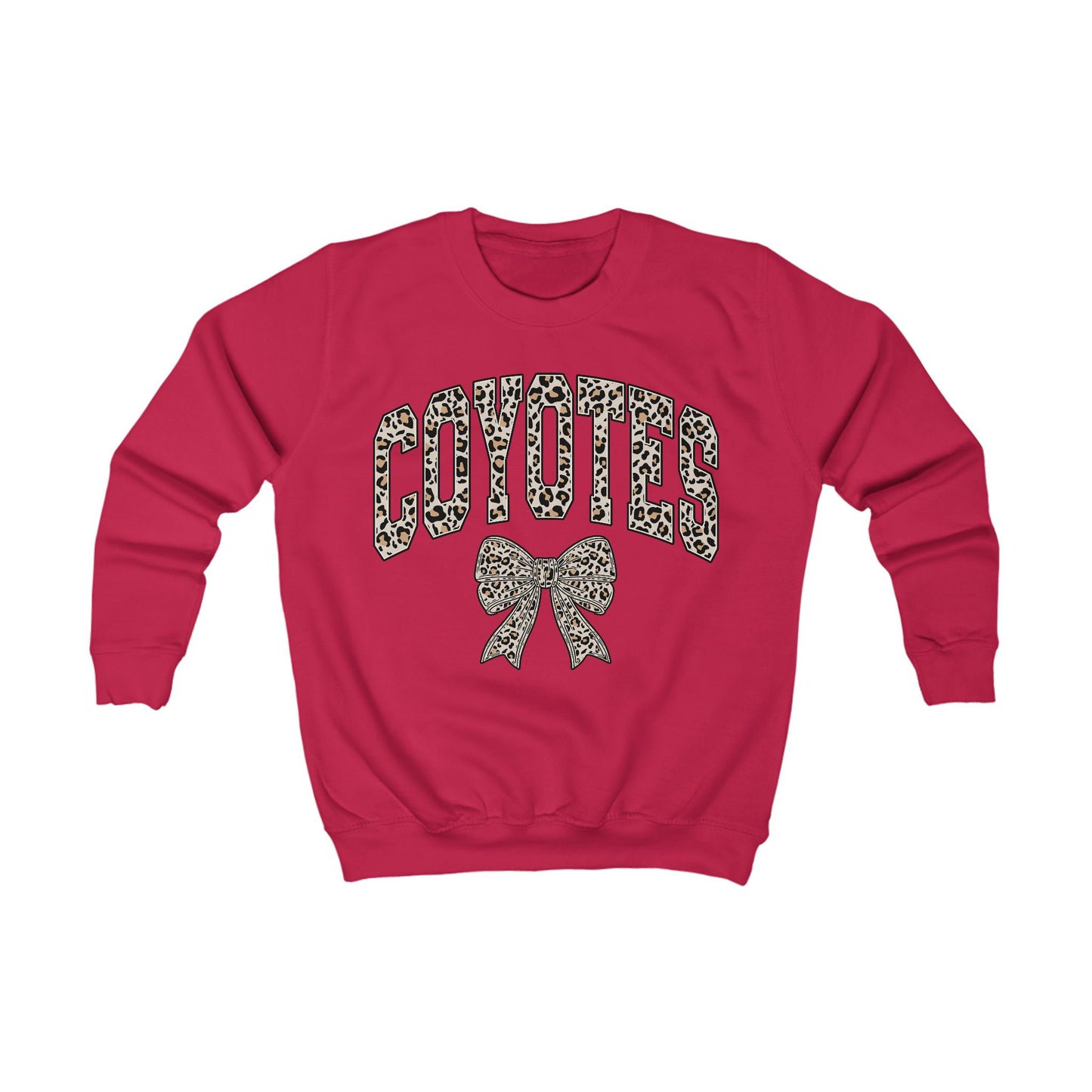 Kids Sweatshirt - 'Coyotes' Leopard Print Team Sweatshirt with Bow