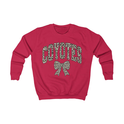 Kids Sweatshirt - 'Coyotes' Leopard Print Team Sweatshirt with Bow