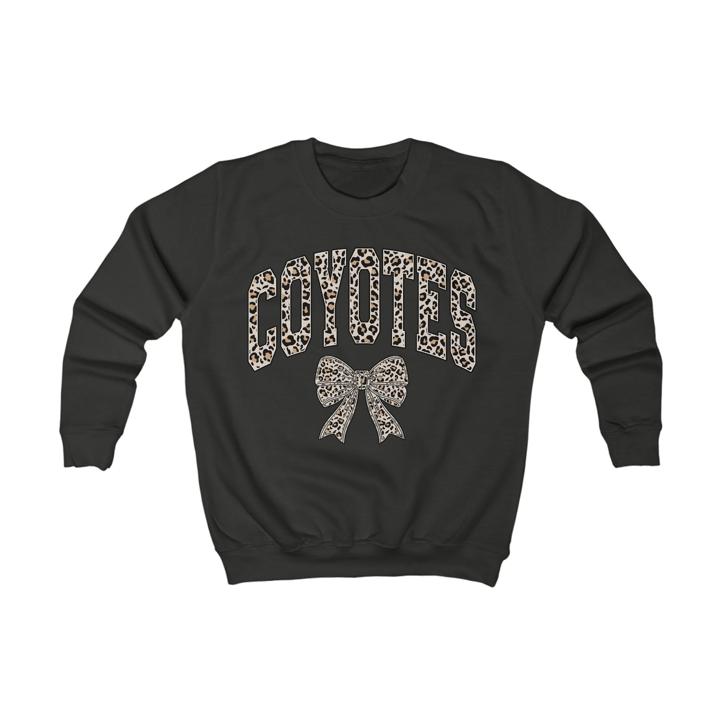 Kids Sweatshirt - 'Coyotes' Leopard Print Team Sweatshirt with Bow