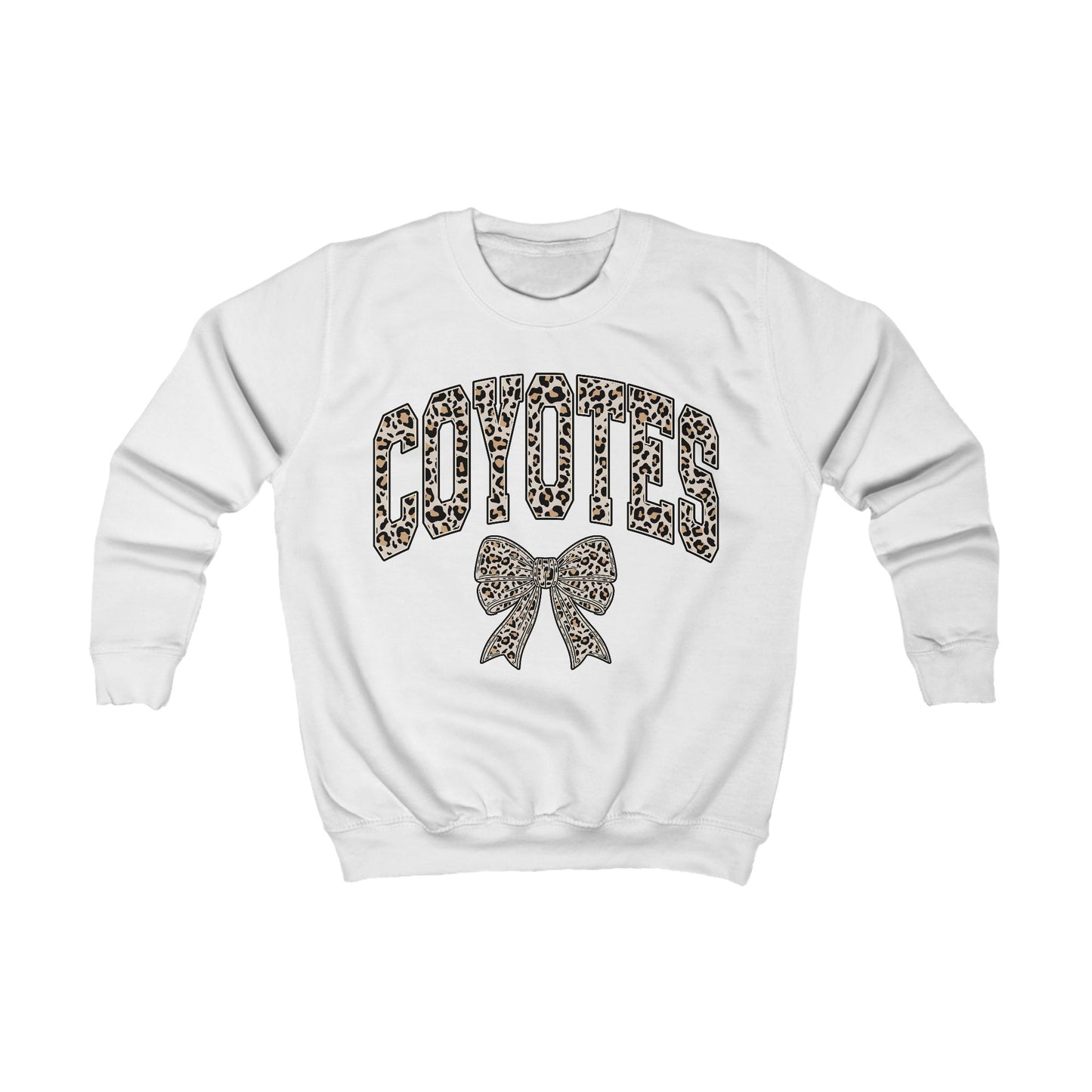 Kids Sweatshirt - 'Coyotes' Leopard Print Team Sweatshirt with Bow