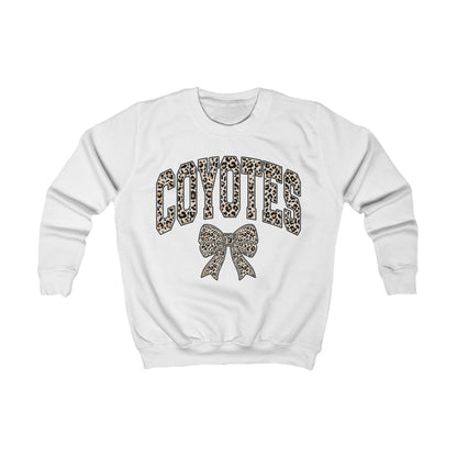 Kids Sweatshirt - 'Coyotes' Leopard Print Team Sweatshirt with Bow