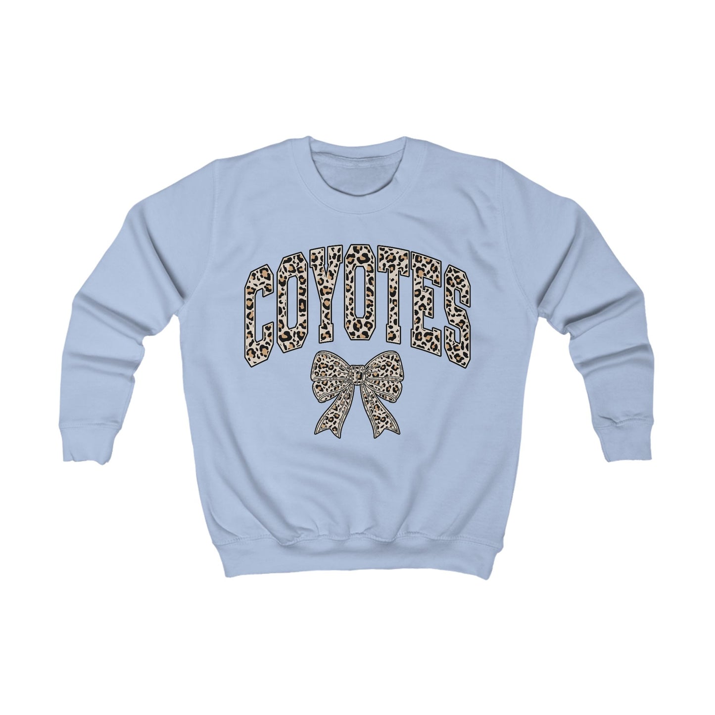 Kids Sweatshirt - 'Coyotes' Leopard Print Team Sweatshirt with Bow