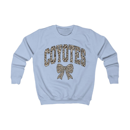 Kids Sweatshirt - 'Coyotes' Leopard Print Team Sweatshirt with Bow