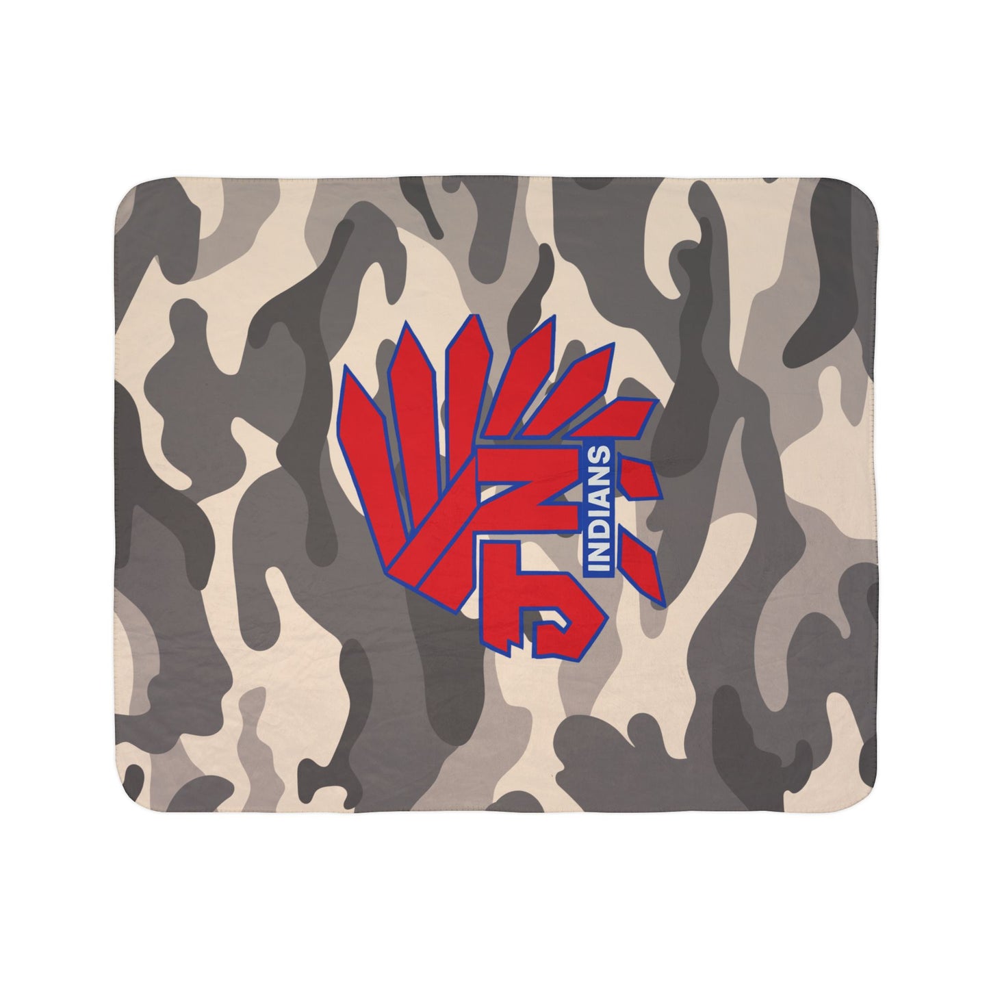 Sherpa Blanket - Camo with Red JN Indians Logo