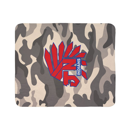 Sherpa Blanket - Camo with Red JN Indians Logo