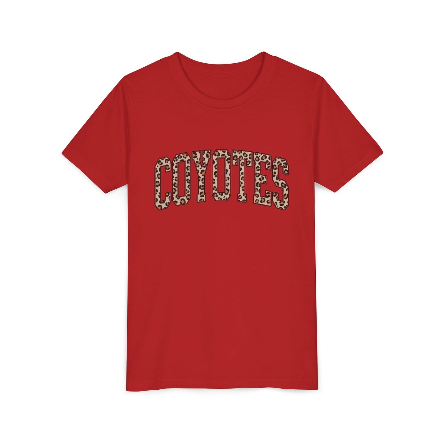 Coyotes Leopard Print Youth Tee — Kids Sports Mascot Shirt