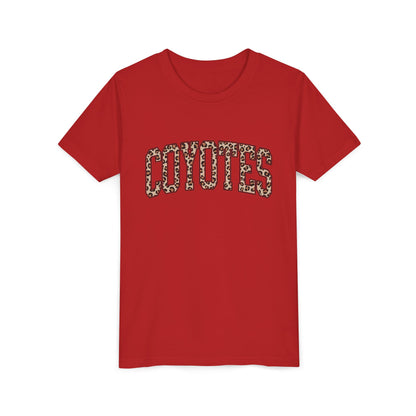 Coyotes Leopard Print Youth Tee — Kids Sports Mascot Shirt