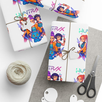Custom Character Pattern Wrapping Paper – Colorful Cartoon Portraits (HUNTRX Text)
