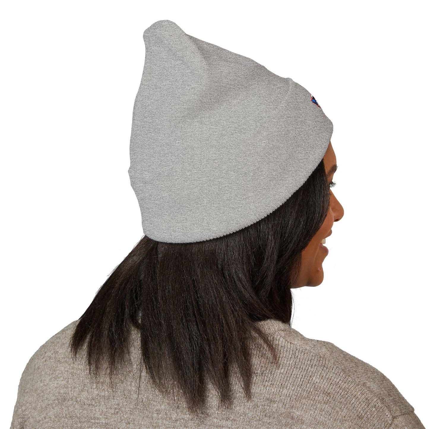 Texas Flag Outline Embroidered Beanie — Classic Cuffed Knit Hat