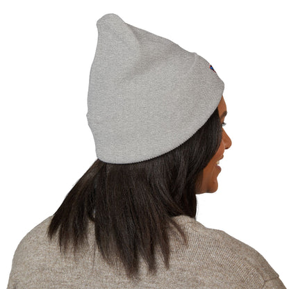 Texas Flag Outline Embroidered Beanie — Classic Cuffed Knit Hat