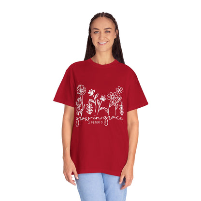 Grow in Grace T-Shirt — Floral 2 Peter 3:18 Christian Tee