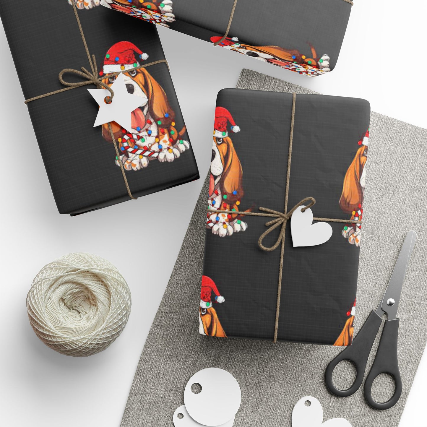 Basset Hound Santa Wrapping Paper - Cute Dog Christmas Gift Wrap