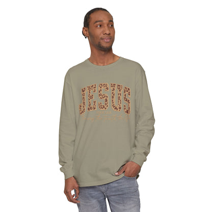 Jesus Leopard Print Long Sleeve Tee — "The Way The Truth The Life" Faith Shirt