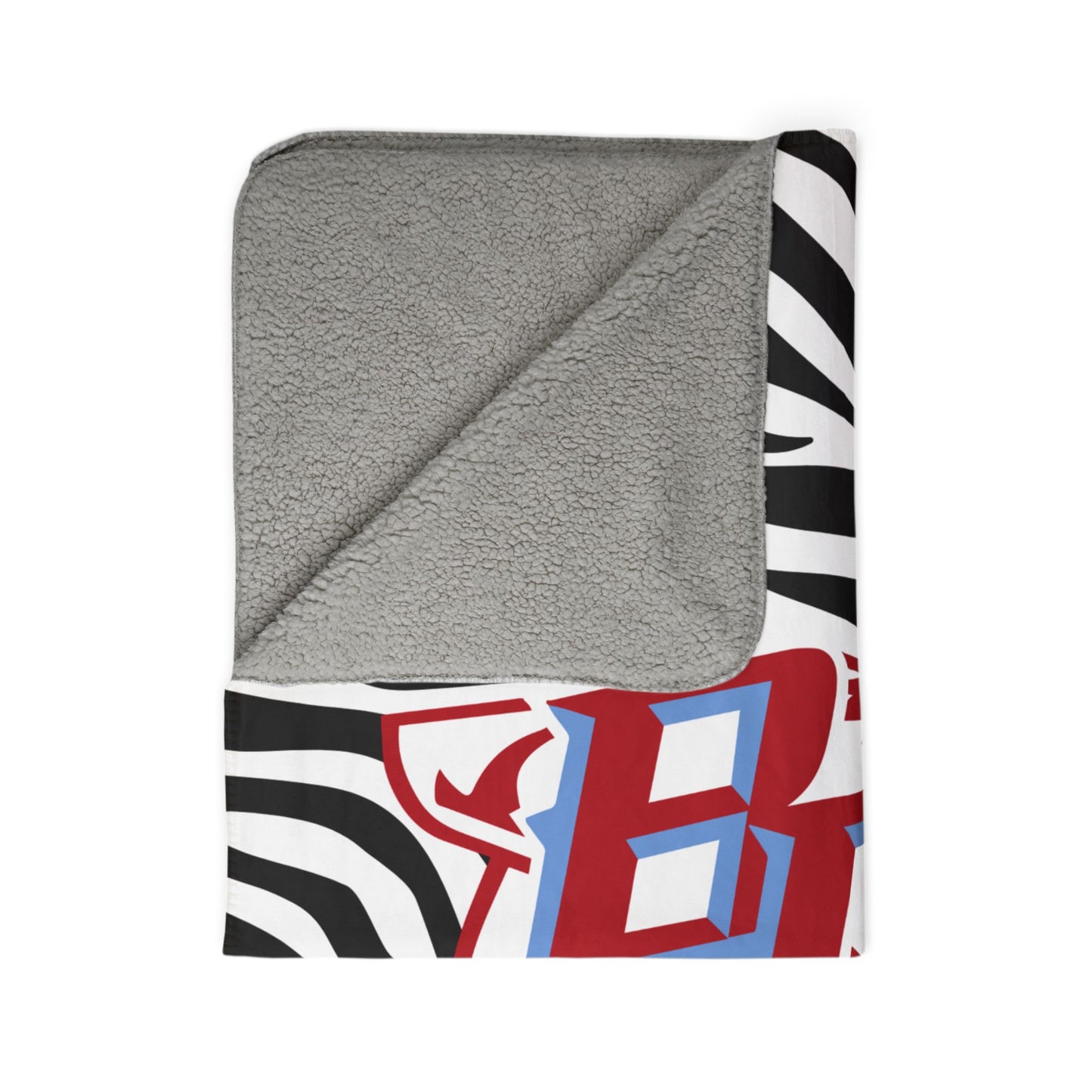Red Blue BC Logo Zebra Print Blanket | Sherpa Throw