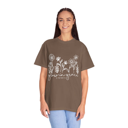 Grow in Grace T-Shirt — Floral 2 Peter 3:18 Christian Tee