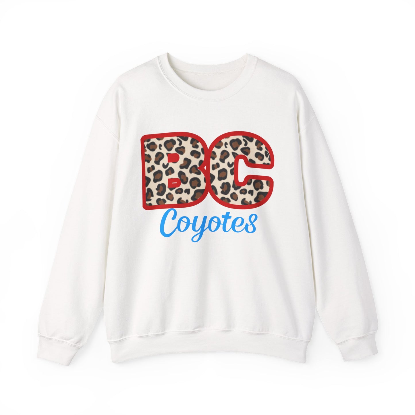 Crewneck Sweatshirt — BC Coyotes Leopard Print Team Logo