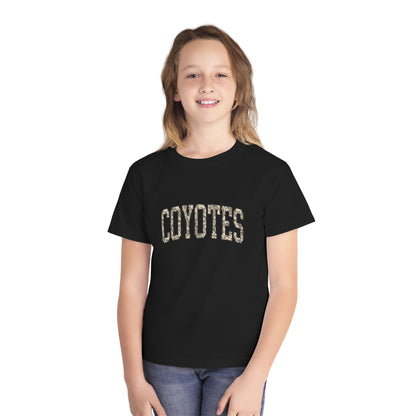 Coyotes Youth Tee — Camo Text Kids Shirt