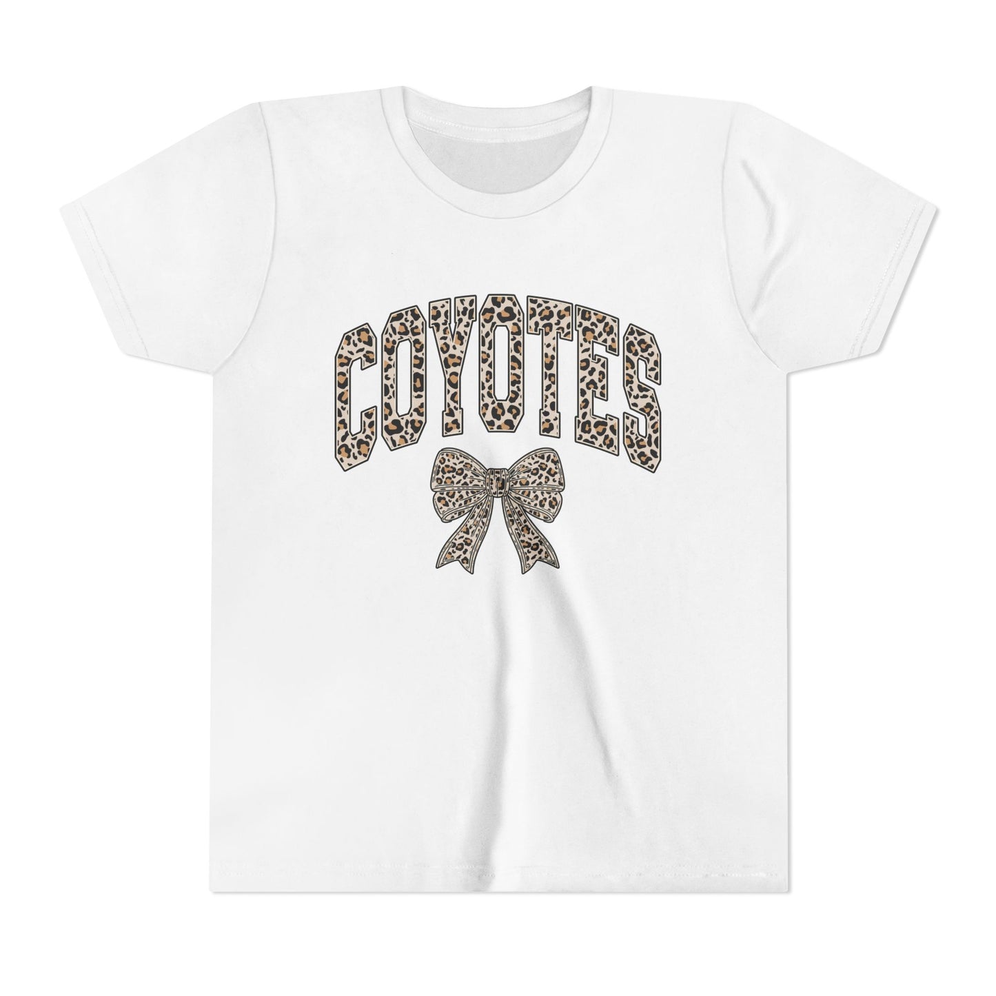 Youth Tee — "Coyotes" LEOPARD Print Cheer Bow Graphic