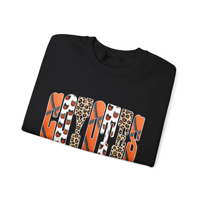 Crewneck Sweatshirt — Fall Leopard & Basketball Graphic