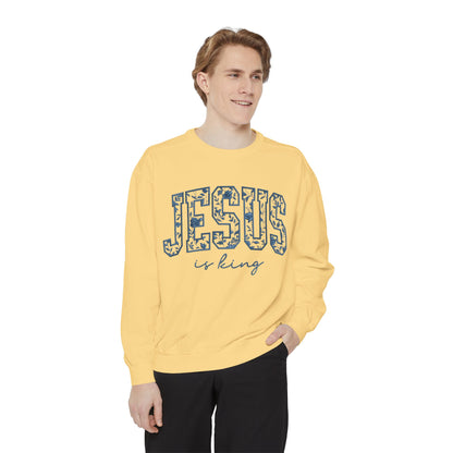 Jesus Is King Floral-Print Sweatshirt — Christian Faith Crewneck