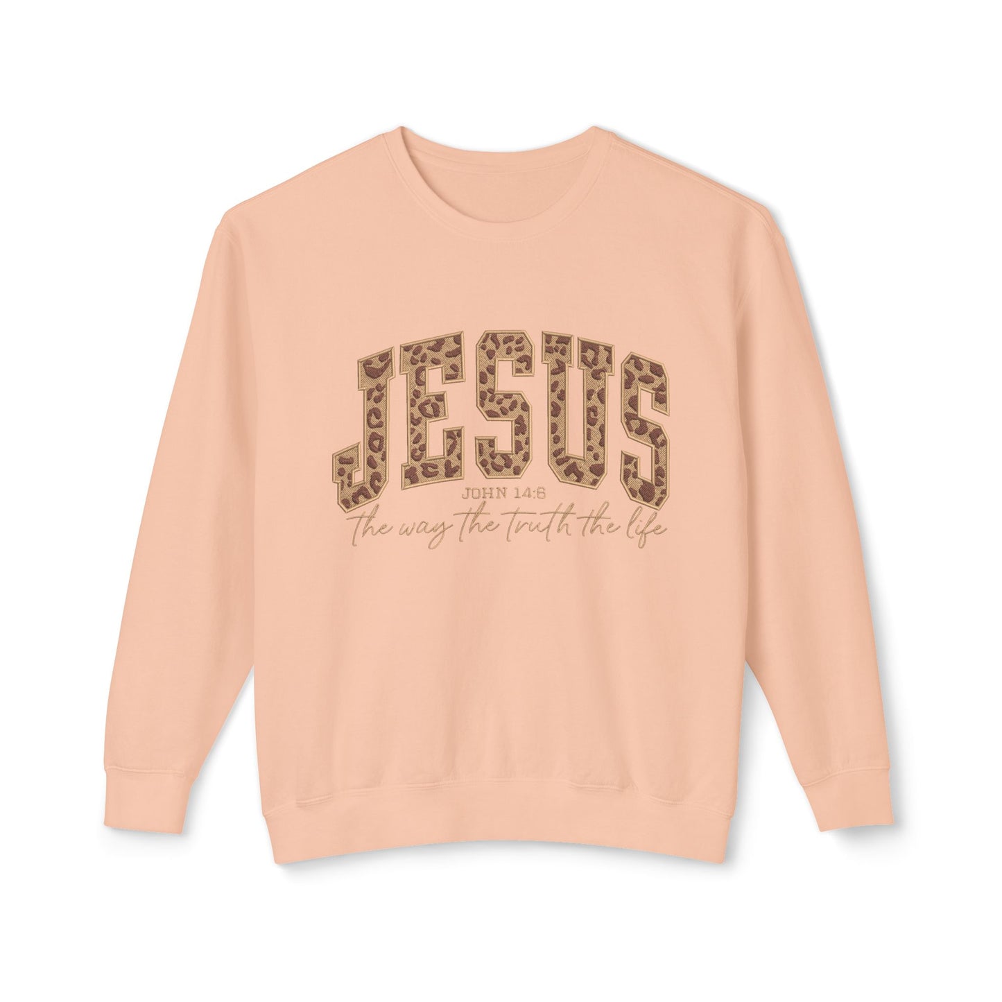 Jesus Leopard Print Crewneck Sweatshirt – Faith-Inspired Graphic Pullover