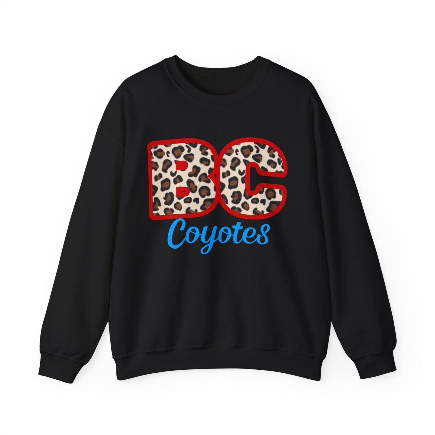 Crewneck Sweatshirt — BC Coyotes Leopard Print Team Logo