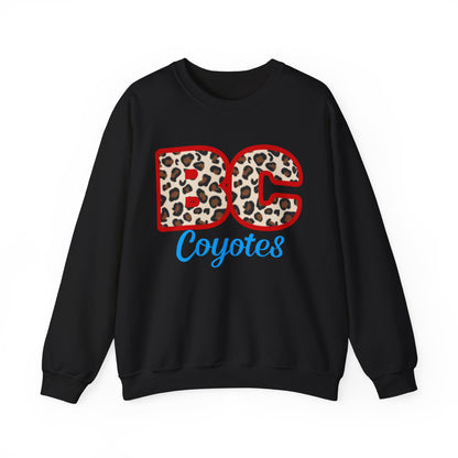 Crewneck Sweatshirt — BC Coyotes Leopard Print Team Logo