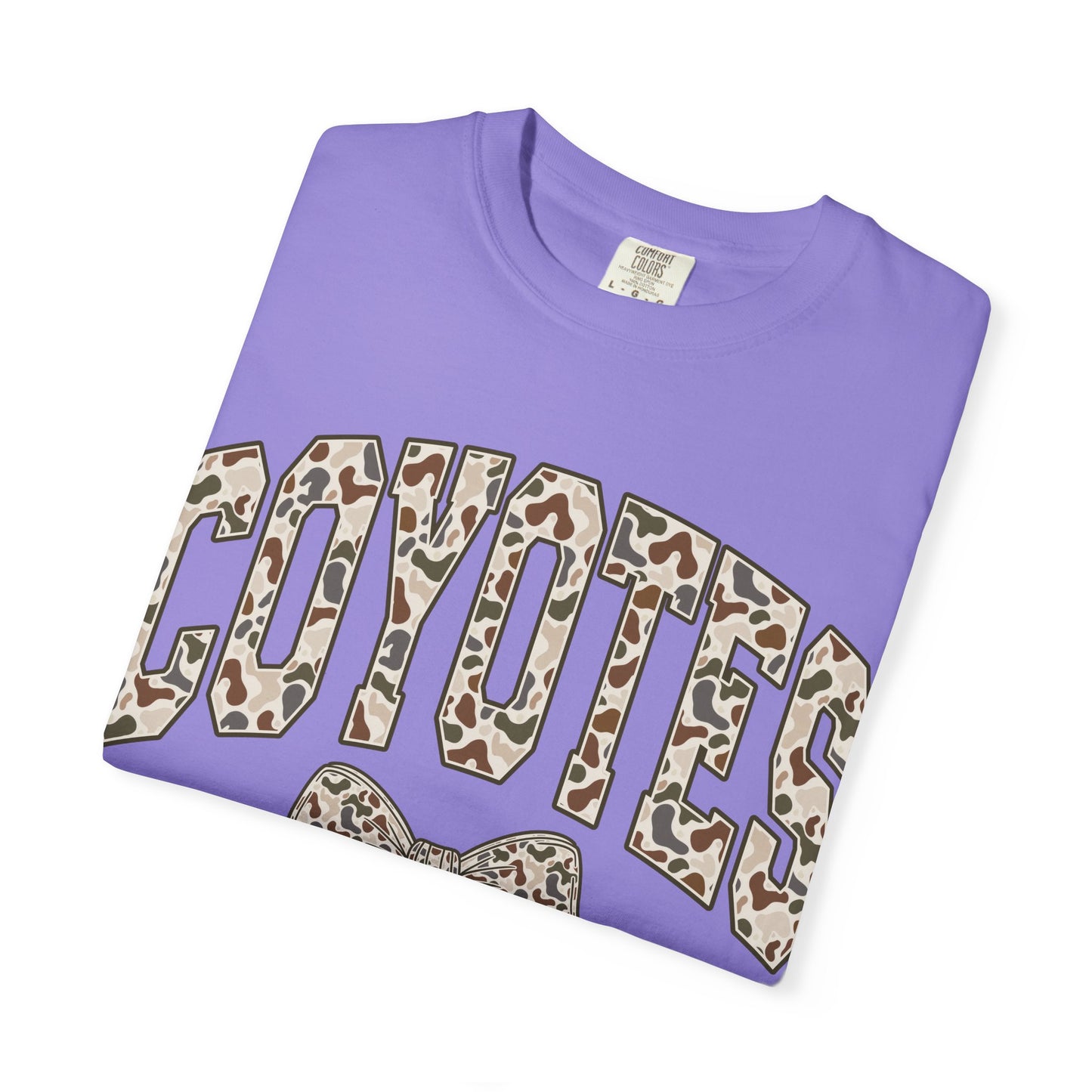 Coyotes Camo Print T-Shirt with Bow — Cute Animal Print Team Tee