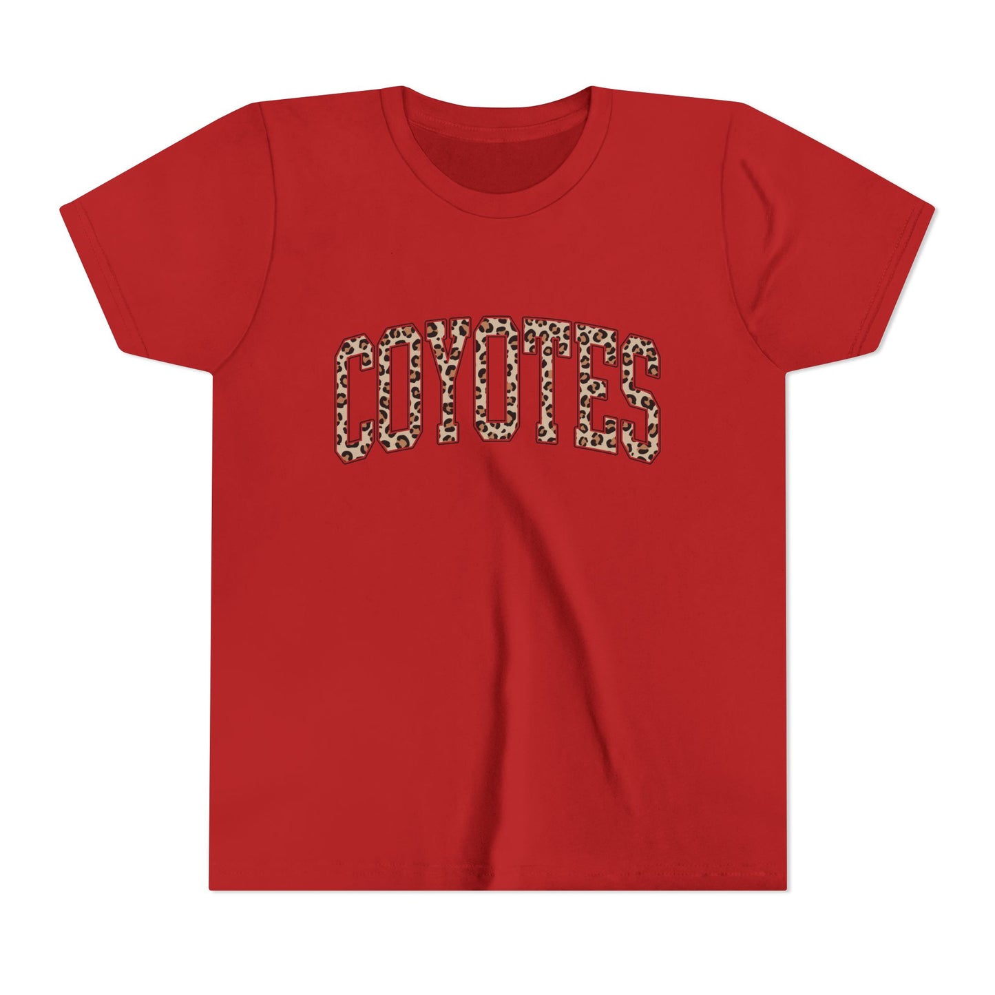 Coyotes Leopard Print Youth Tee — Kids Sports Mascot Shirt