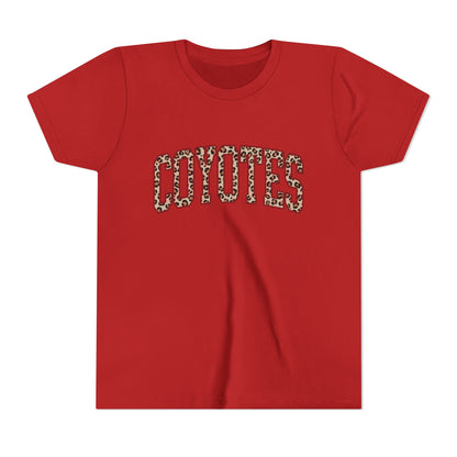 Coyotes Leopard Print Youth Tee — Kids Sports Mascot Shirt