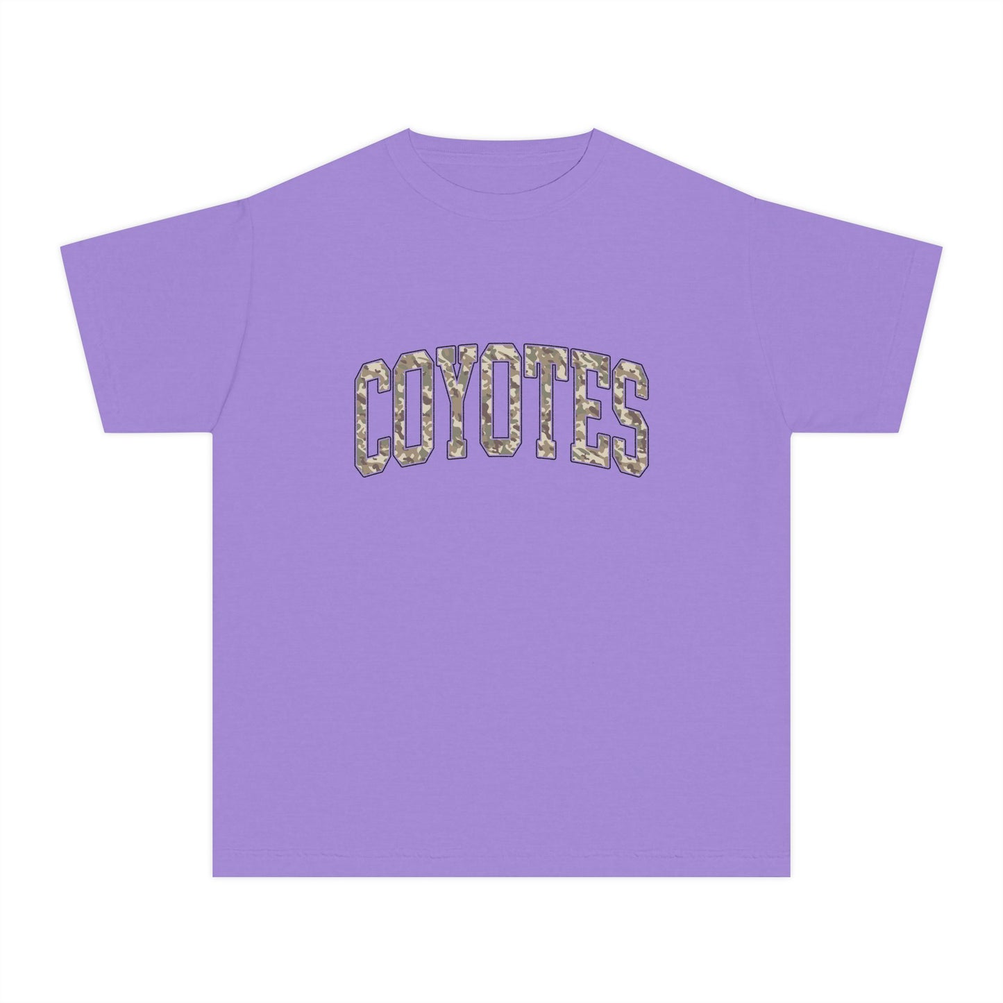 Coyotes Youth Tee — Camo Text Kids Shirt