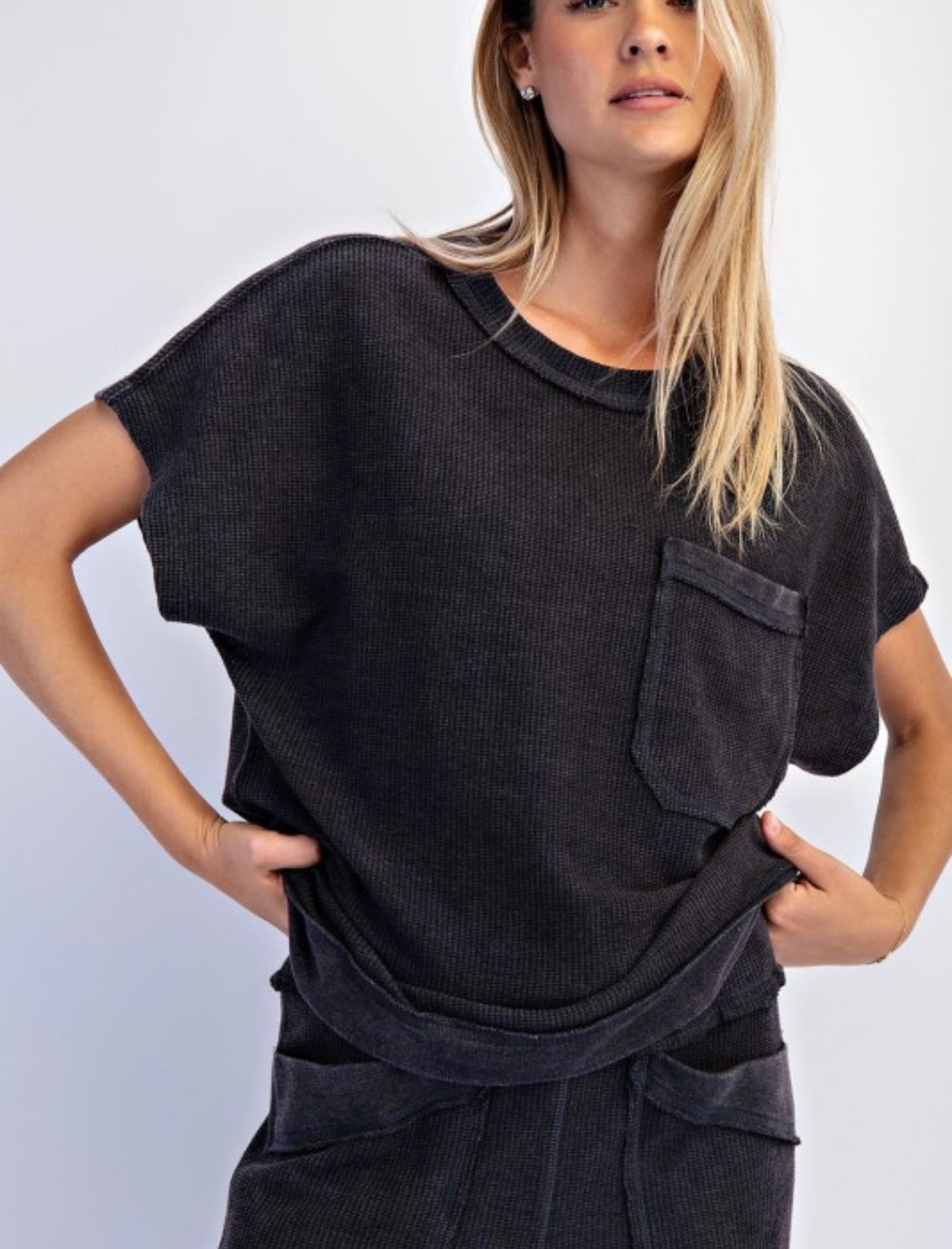 Mineral Wash Ribbed Pocket Tee
