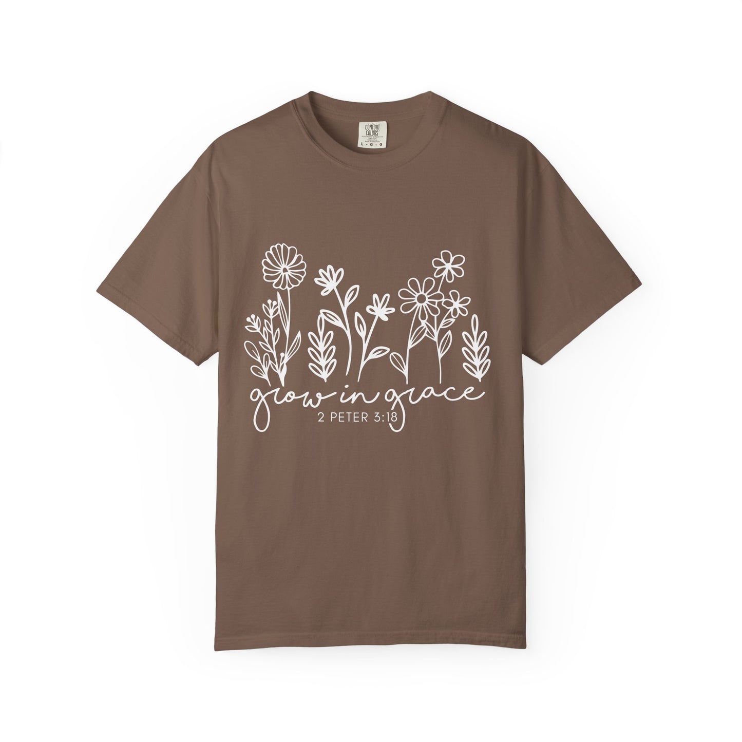 Grow in Grace T-Shirt — Floral 2 Peter 3:18 Christian Tee