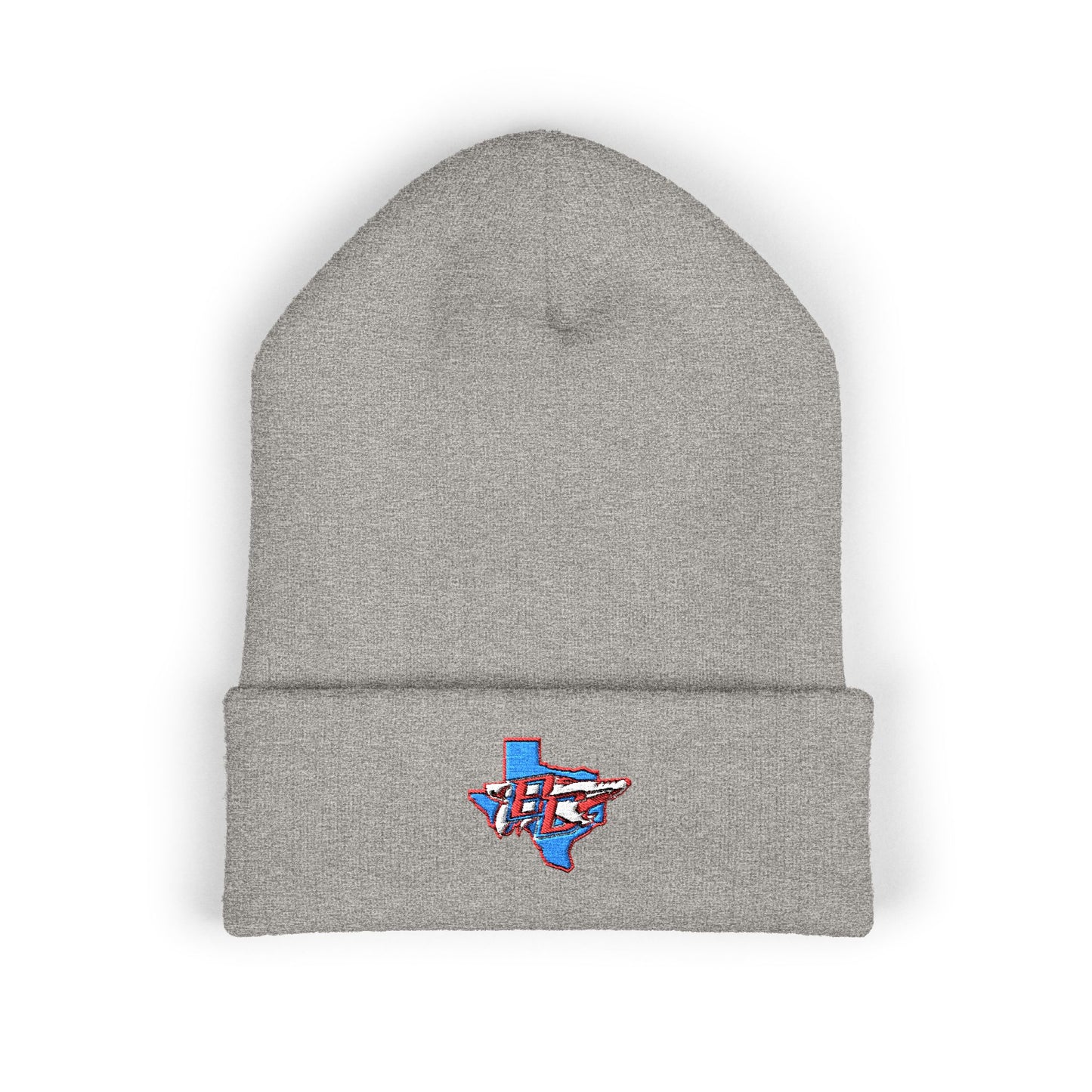 Texas Flag Outline Embroidered Beanie — Classic Cuffed Knit Hat