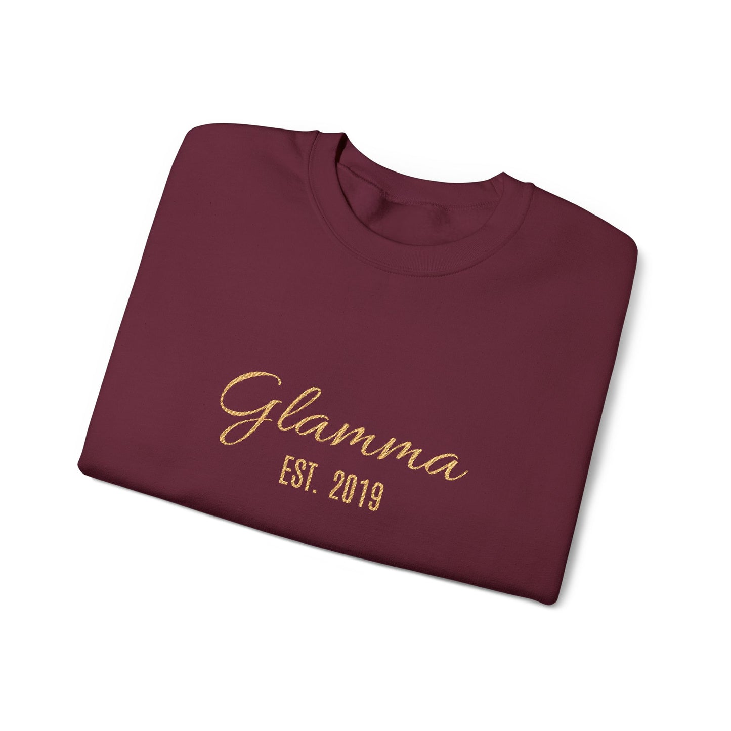 Crewneck Sweatshirt — 'Glamma Est. 2019' Rose Gold Script Grandma Gift