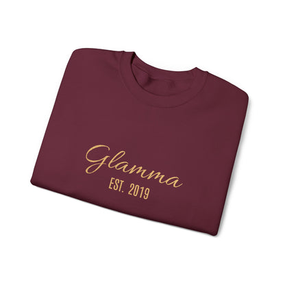 Crewneck Sweatshirt — 'Glamma Est. 2019' Rose Gold Script Grandma Gift