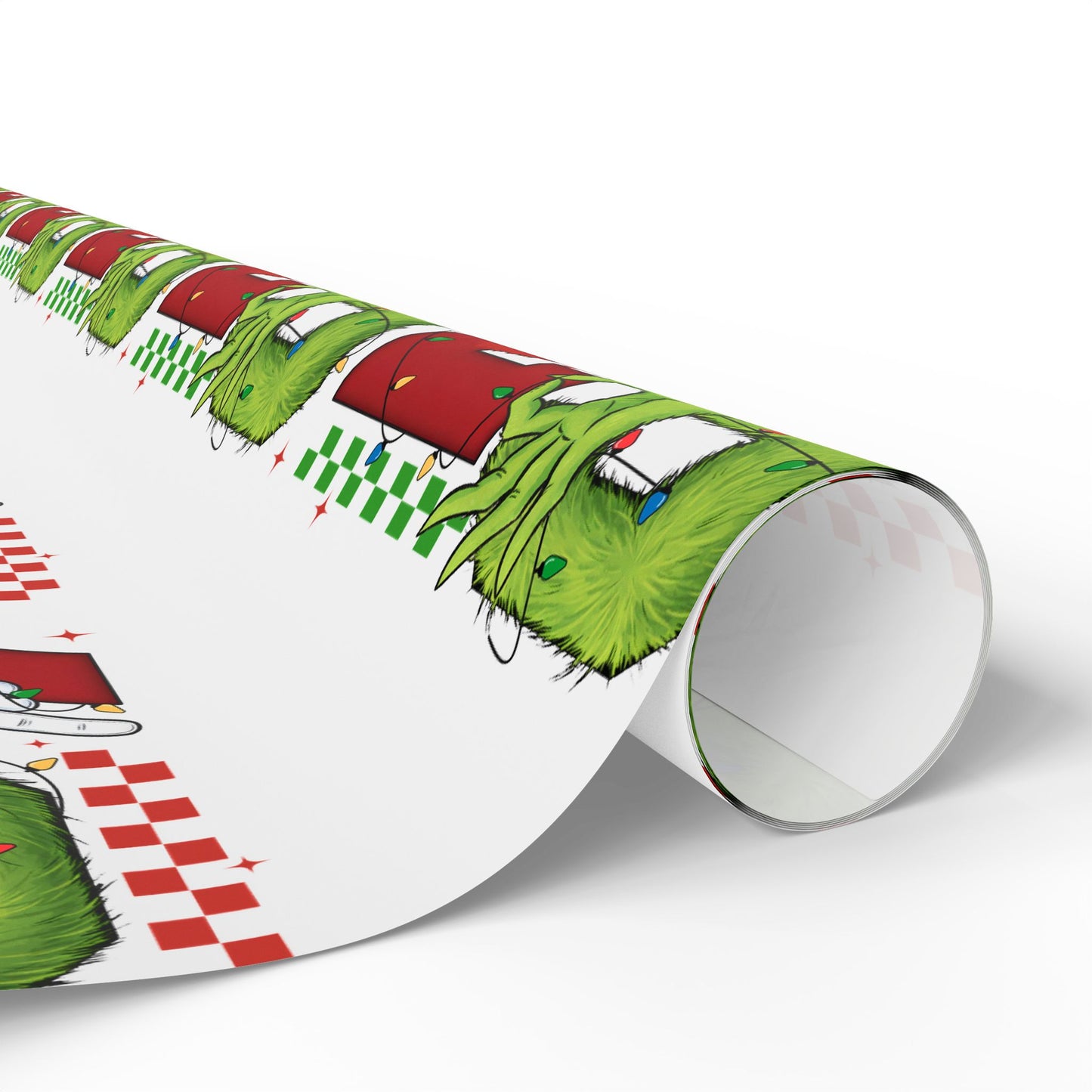 Grinch Santa Pattern Wrapping Paper | Holiday Christmas Gift Wrap Roll