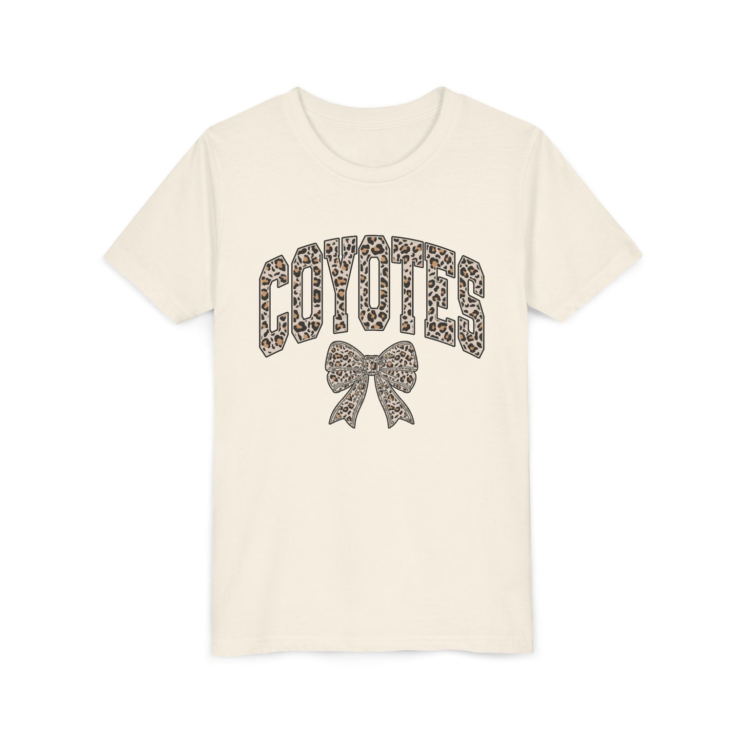 Youth Tee — "Coyotes" LEOPARD Print Cheer Bow Graphic