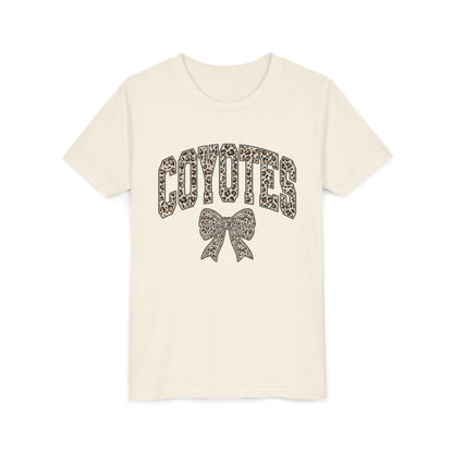 Youth Tee — "Coyotes" LEOPARD Print Cheer Bow Graphic