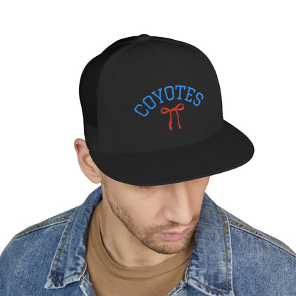 Coyotes Embroidered Trucker Cap — Retro Script Mesh Baseball Hat