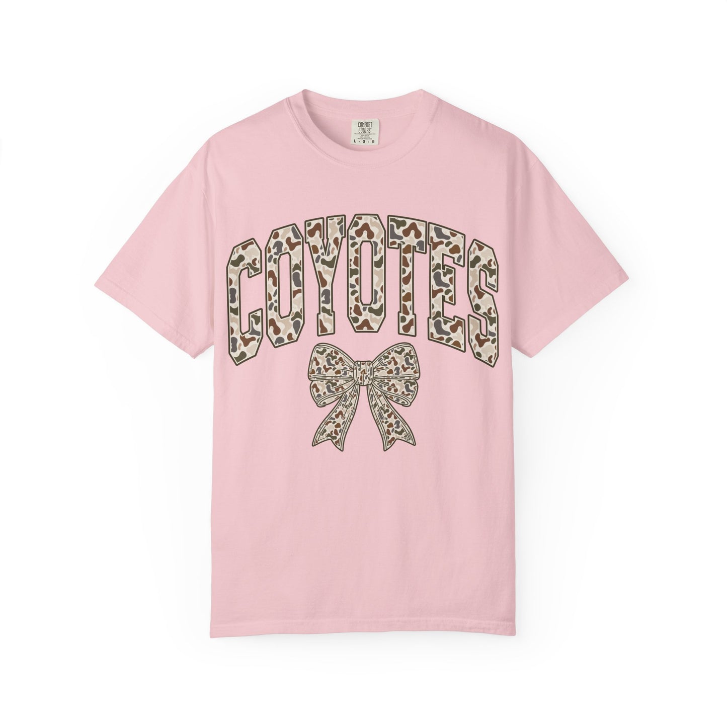 Coyotes Camo Print T-Shirt with Bow — Cute Animal Print Team Tee