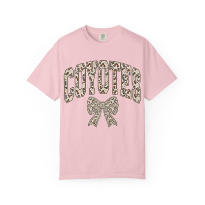 Coyotes Camo Print T-Shirt with Bow — Cute Animal Print Team Tee