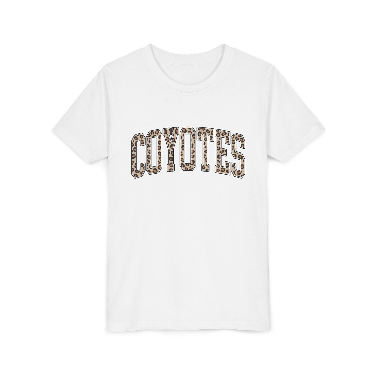 Coyotes Leopard Print Youth Tee — Kids Sports Mascot Shirt